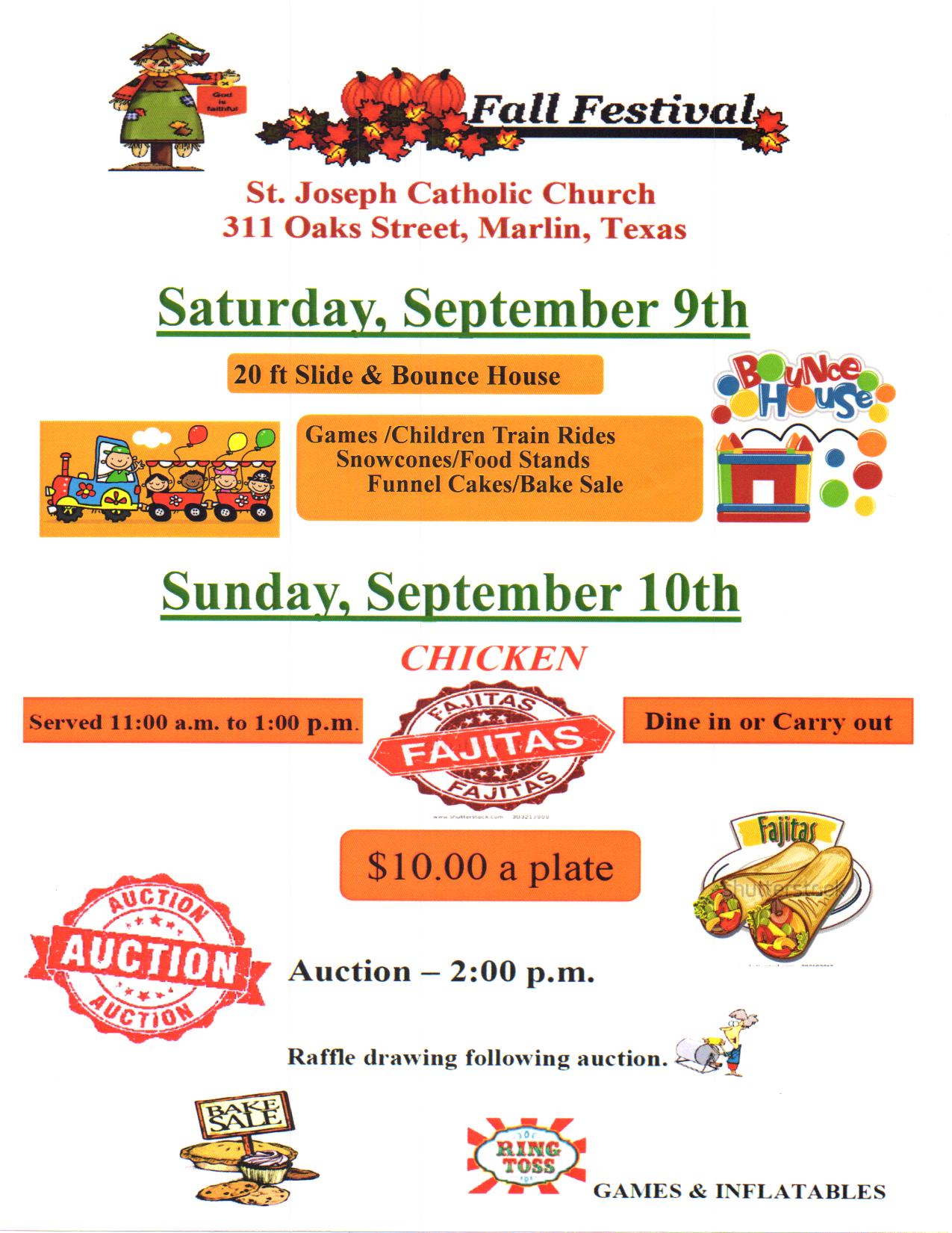 St. Joseph Catholic Church Fall Festival Marlin Texas Chamber of Commerce