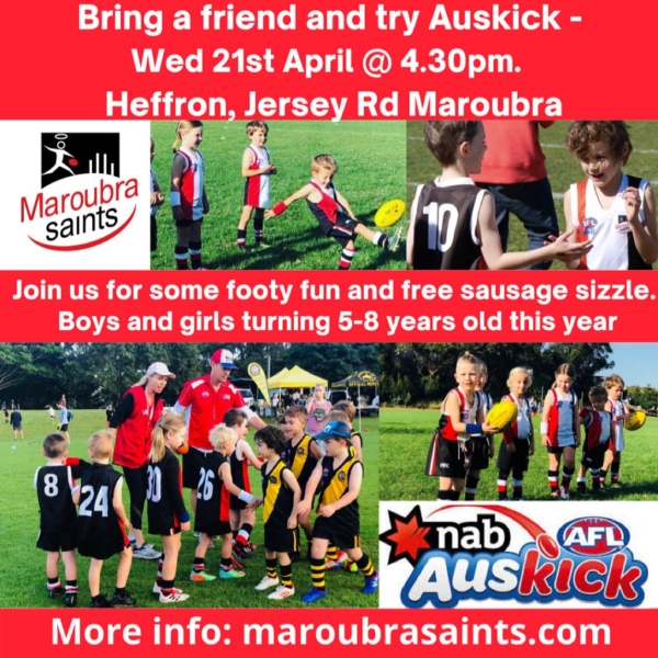 Bring a friend & try Auskick! Maroubra Saints