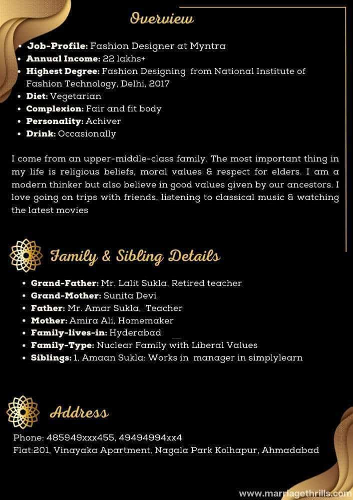 Unique Marriage Biodata For Girl & Boys Black Bold Colour Marriage