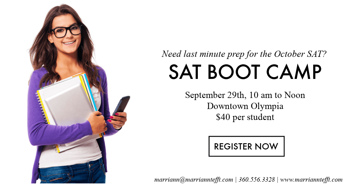 Registration now open for September SAT Boot Camp Marriann Tefft
