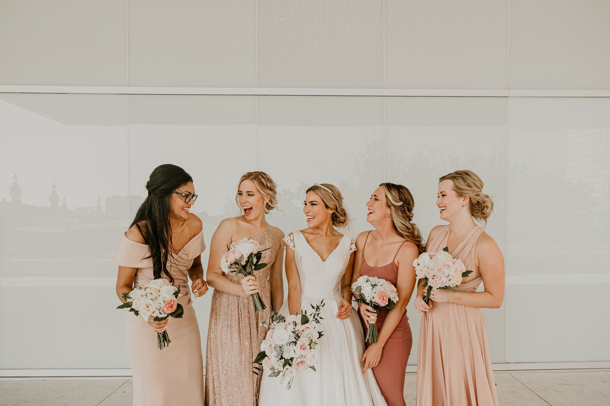 Mismatched Champagne Bridesmaid Dresses