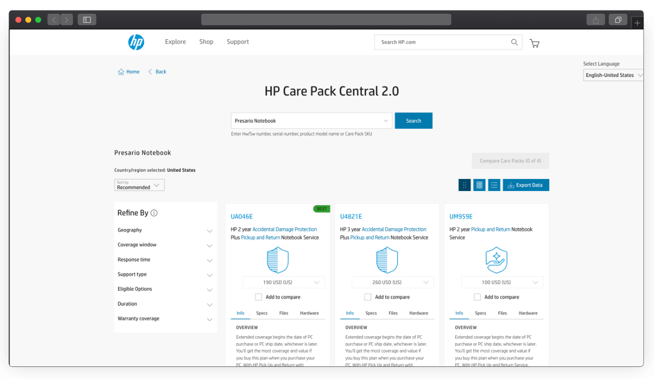 HP Care Pack Central 2.0