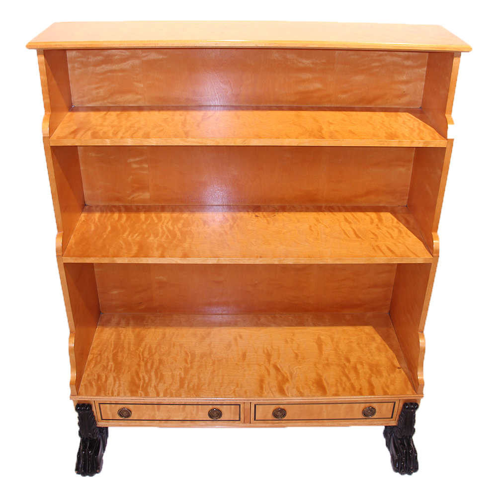 Reproduction Biedermeier Birch Bookcase with Ebonized Feet Jane