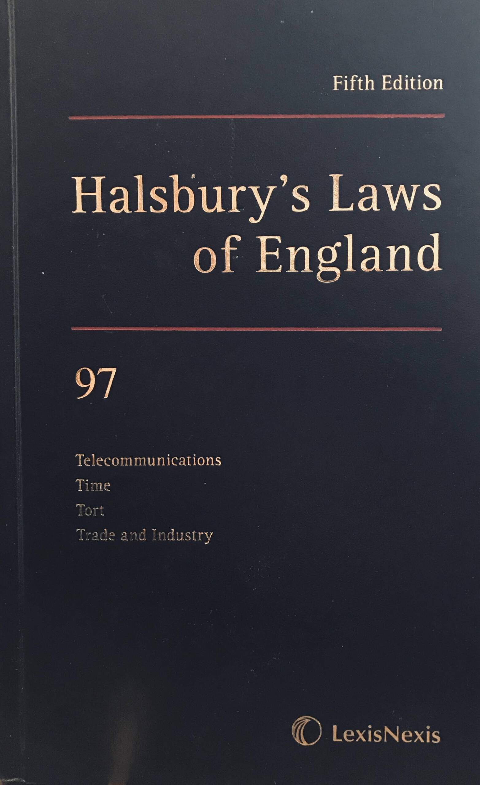 HALSBURY’S LAWS OF ENGLAND FIFTH EDITION VOLUME 97 2010 ( SECOND HAND