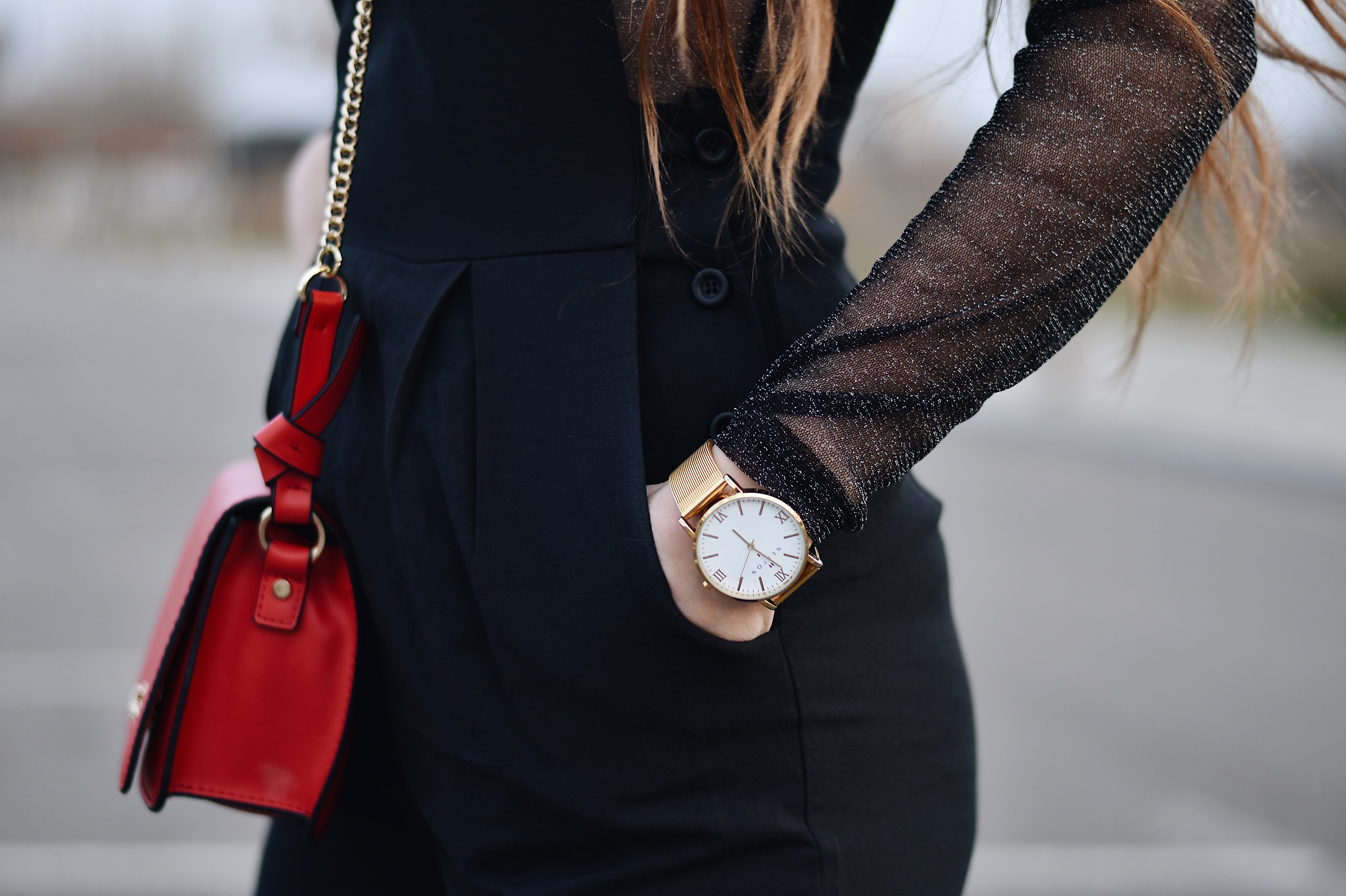 Black jumpsuit & Glitter body Marta Rodie