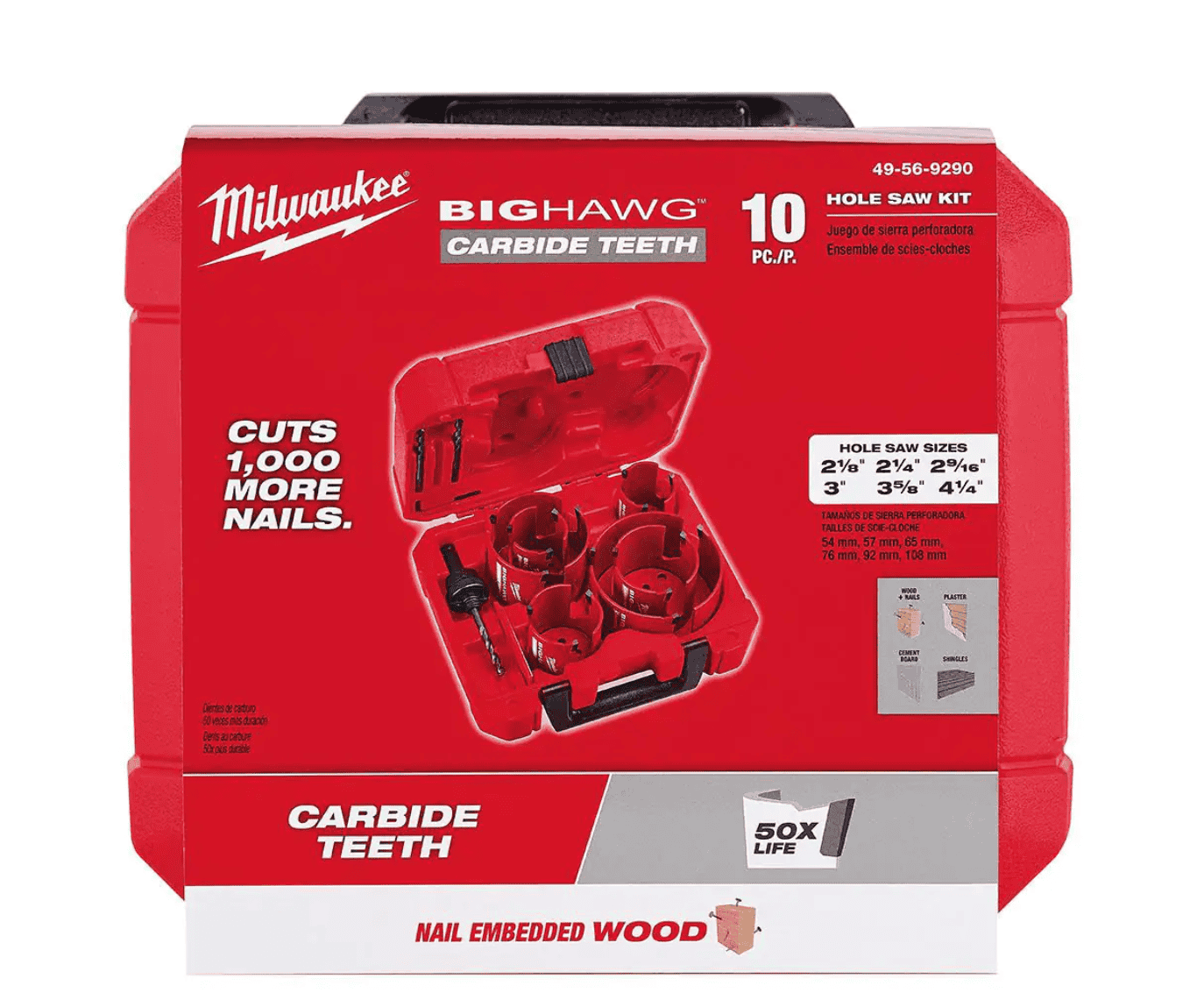 Milwaukee 49569290 BIG HAWG Carbide Hole Saw Kit (10Piece