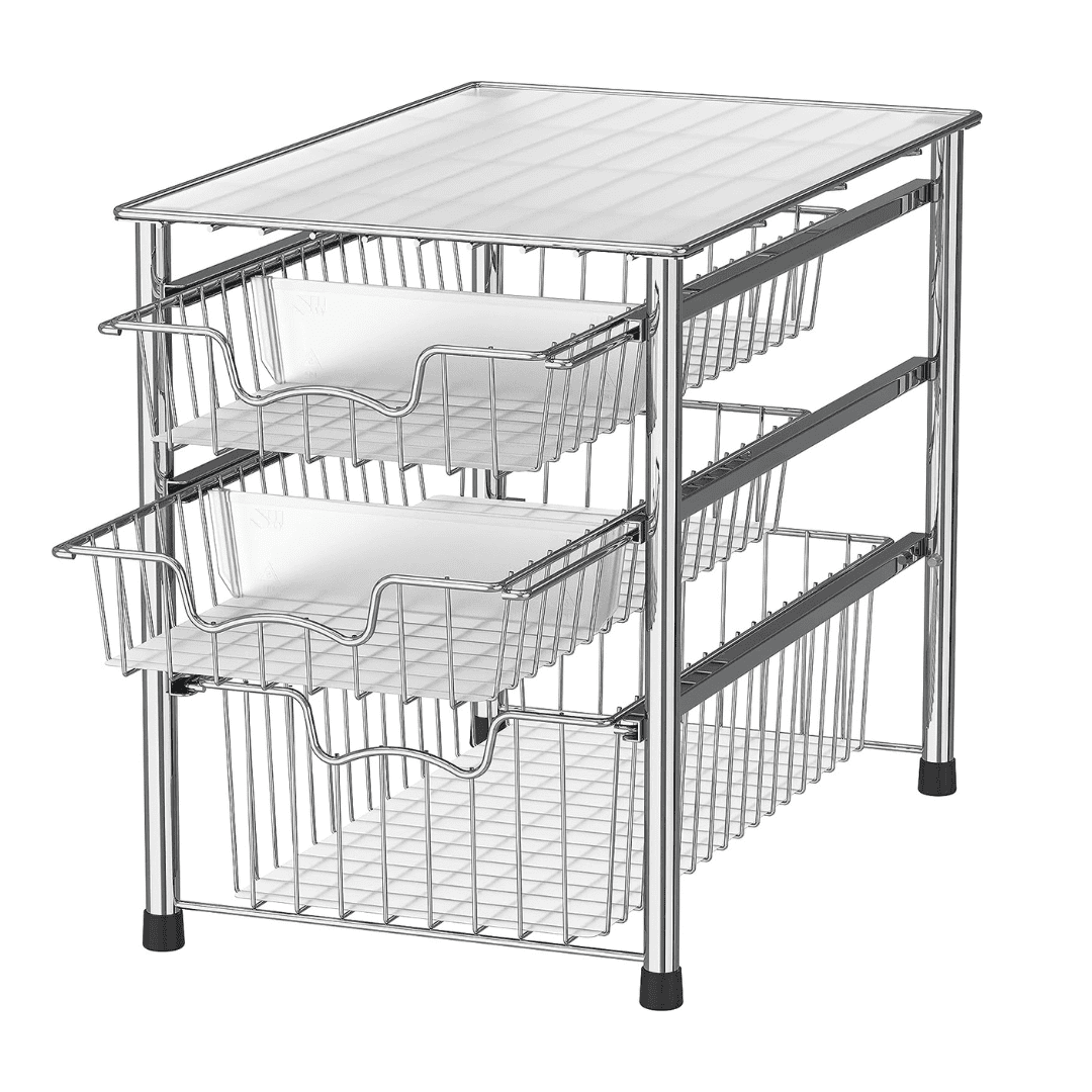 Simple Houseware Stackable 3 Tier Sliding Basket Organizer Drawer