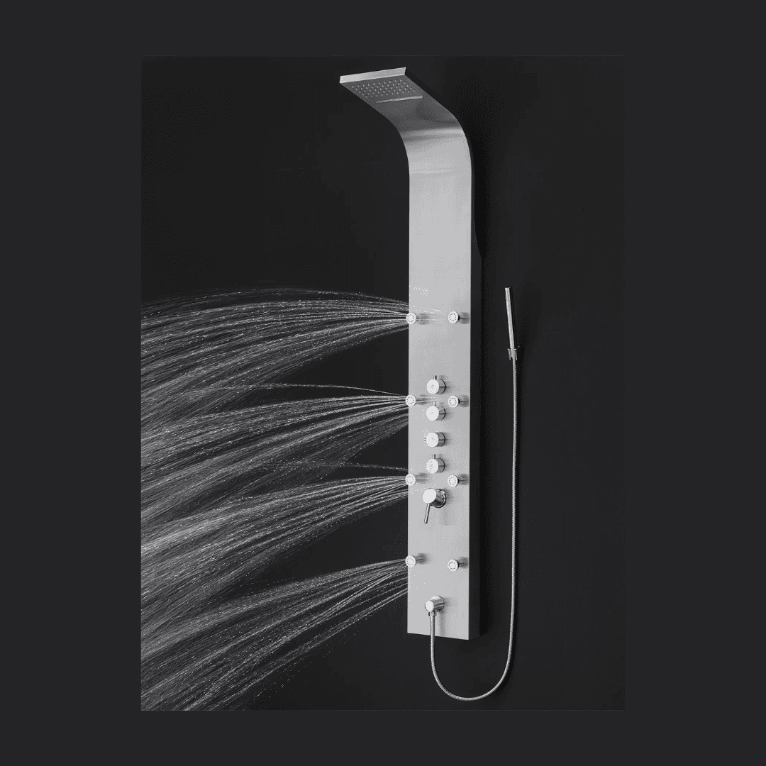 AKDY Stainless Steel Dual Head Waterfall Shower Panel System with 3way