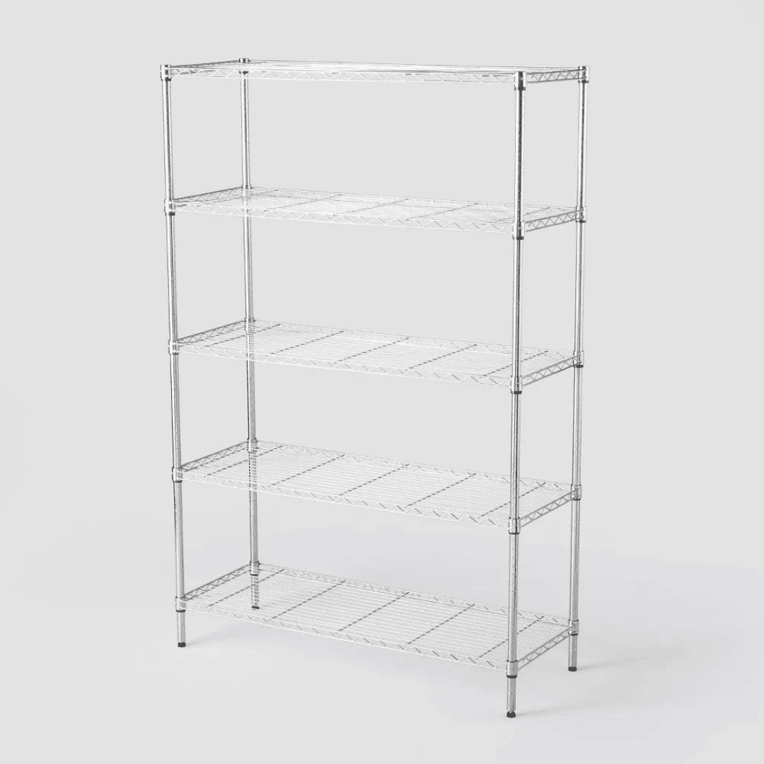 Brightroom 5 Tier Wide Wire Shelving Chrome