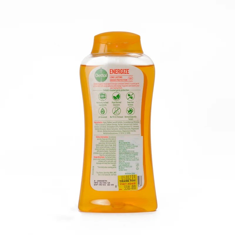 Dettol Body Wash and Shower Gel, Energize Satsuma & Orange 250ml