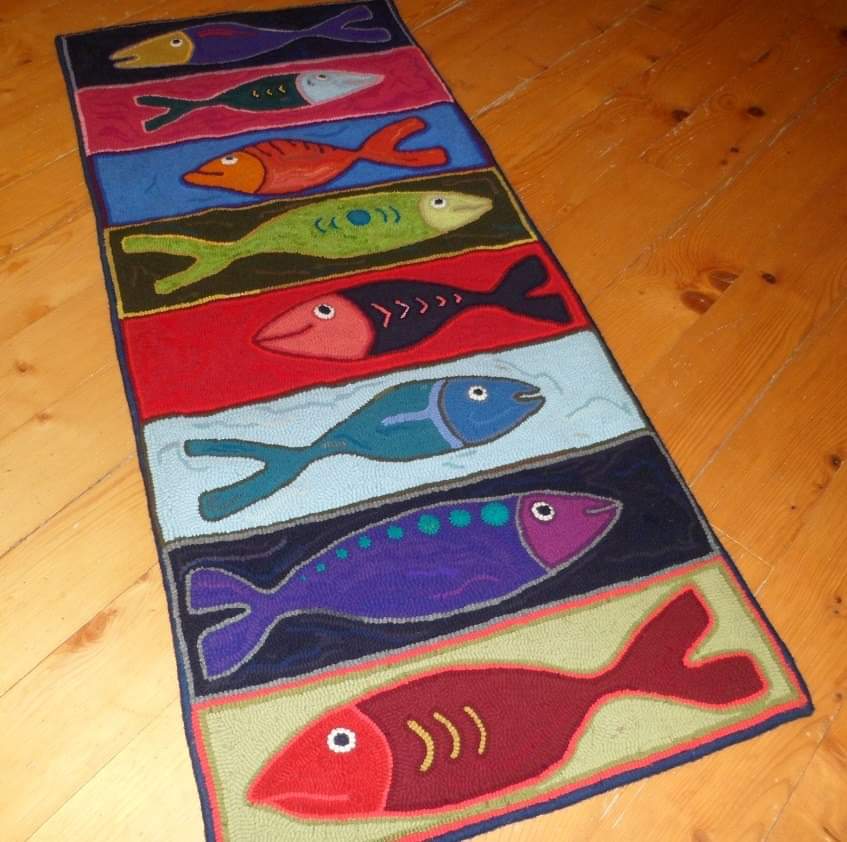 Rug Hooking Events 2023 Folk Fish Runner Martina Lesar