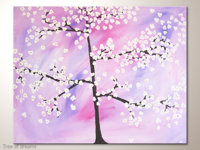 Abstraktes Acrylbild Mit Baum Tree Of Dreams Original Baumbild Martink Kunst