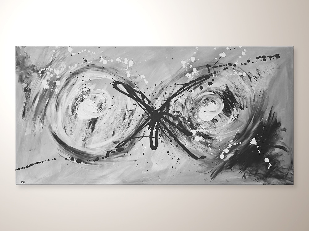 Acrylbilder Modern, Wandbild "Statement" Schwarz Weiss Grau