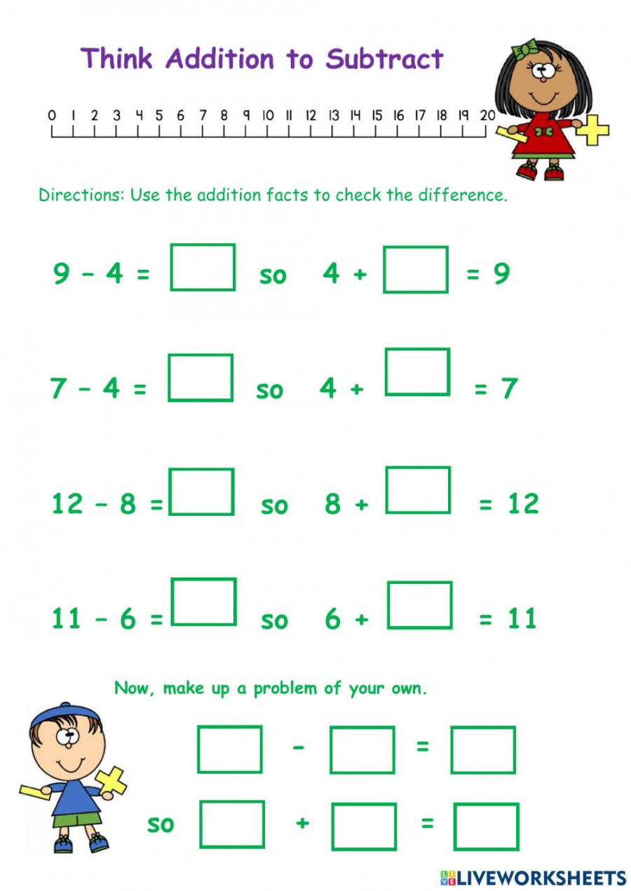 Think Addition To Subtract Worksheet – Printable PDF Template