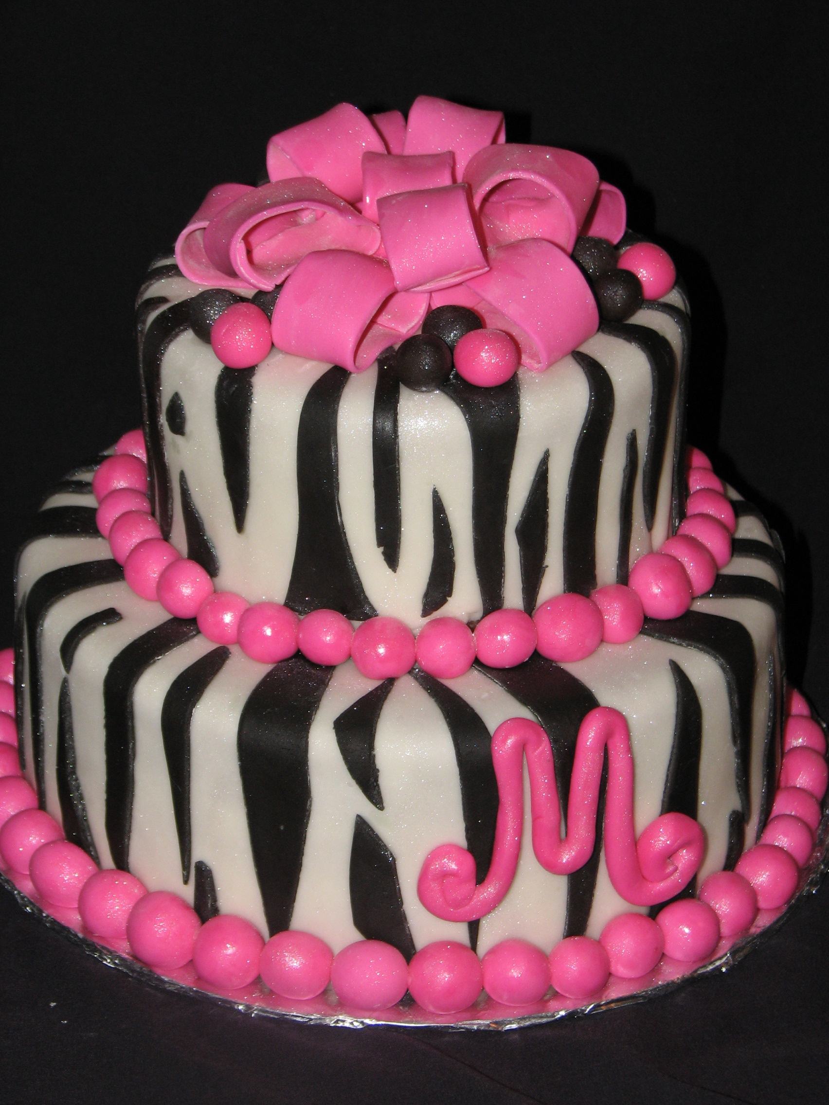 Funky Pink and Zebra Print Birthday Cake Martinology