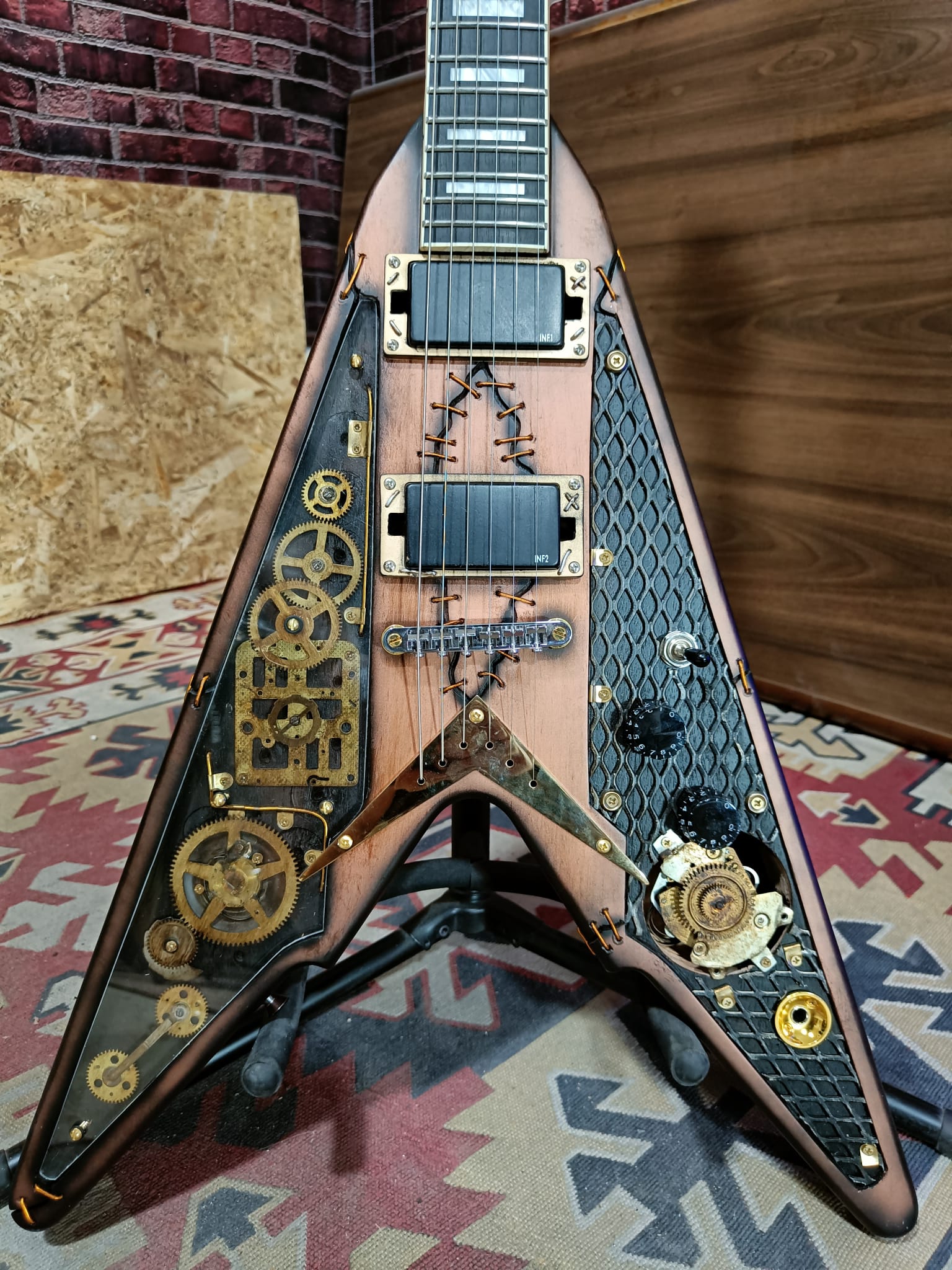 Flying V Frankestein Custom Steampunk Custom Guitar Builder Online