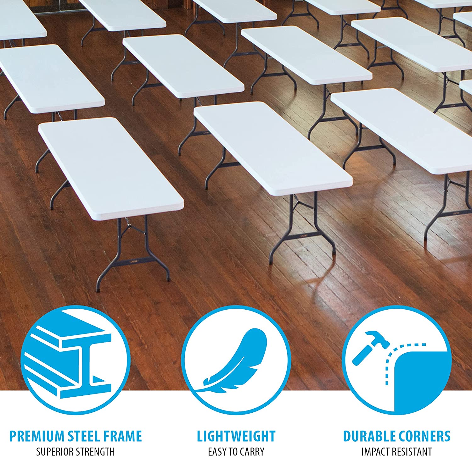 Lifetime 8' Commercial Grade Folding Table, White Granite