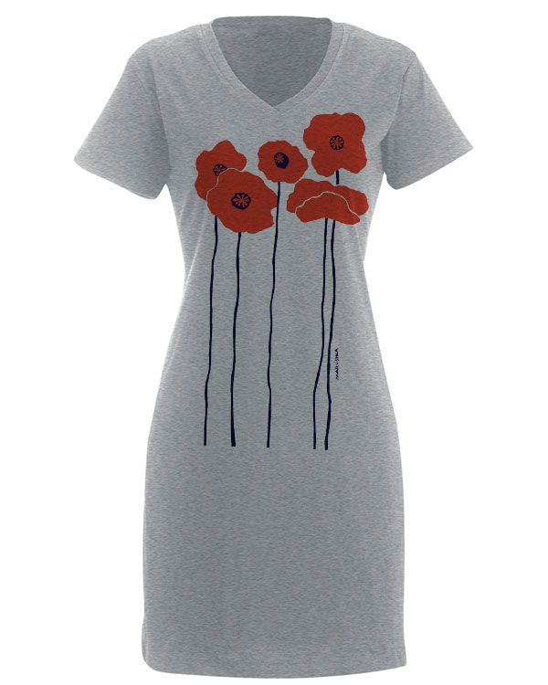 V Neck Dress Poppies Marushka