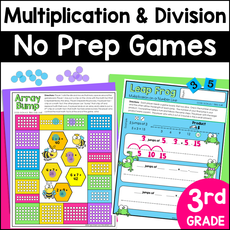3rd Grade Multiplication & Division No Prep Games Marvel Math