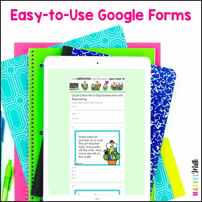 2 Digit Subtraction with Regrouping #11 - Quick Checks - Marvel Math