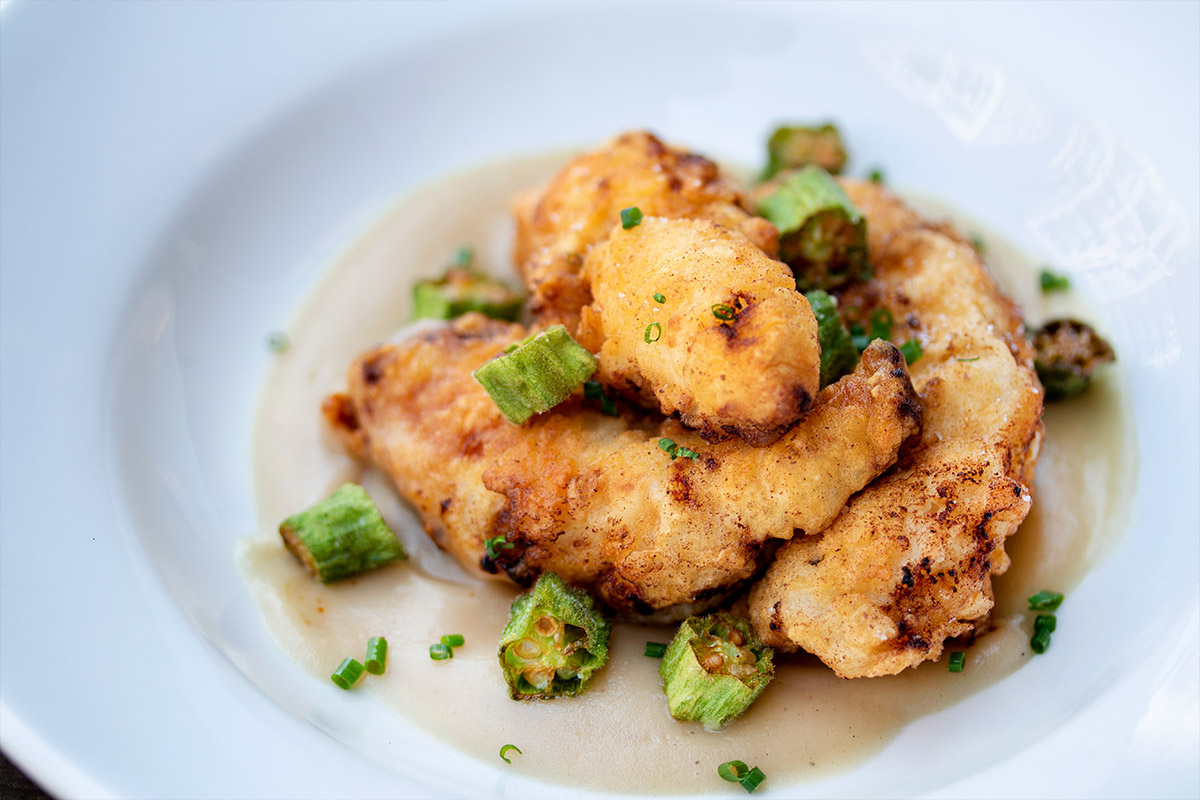 Chicken Fried Rabbit with Okra and Bacon Gravy Marx Foods Blog