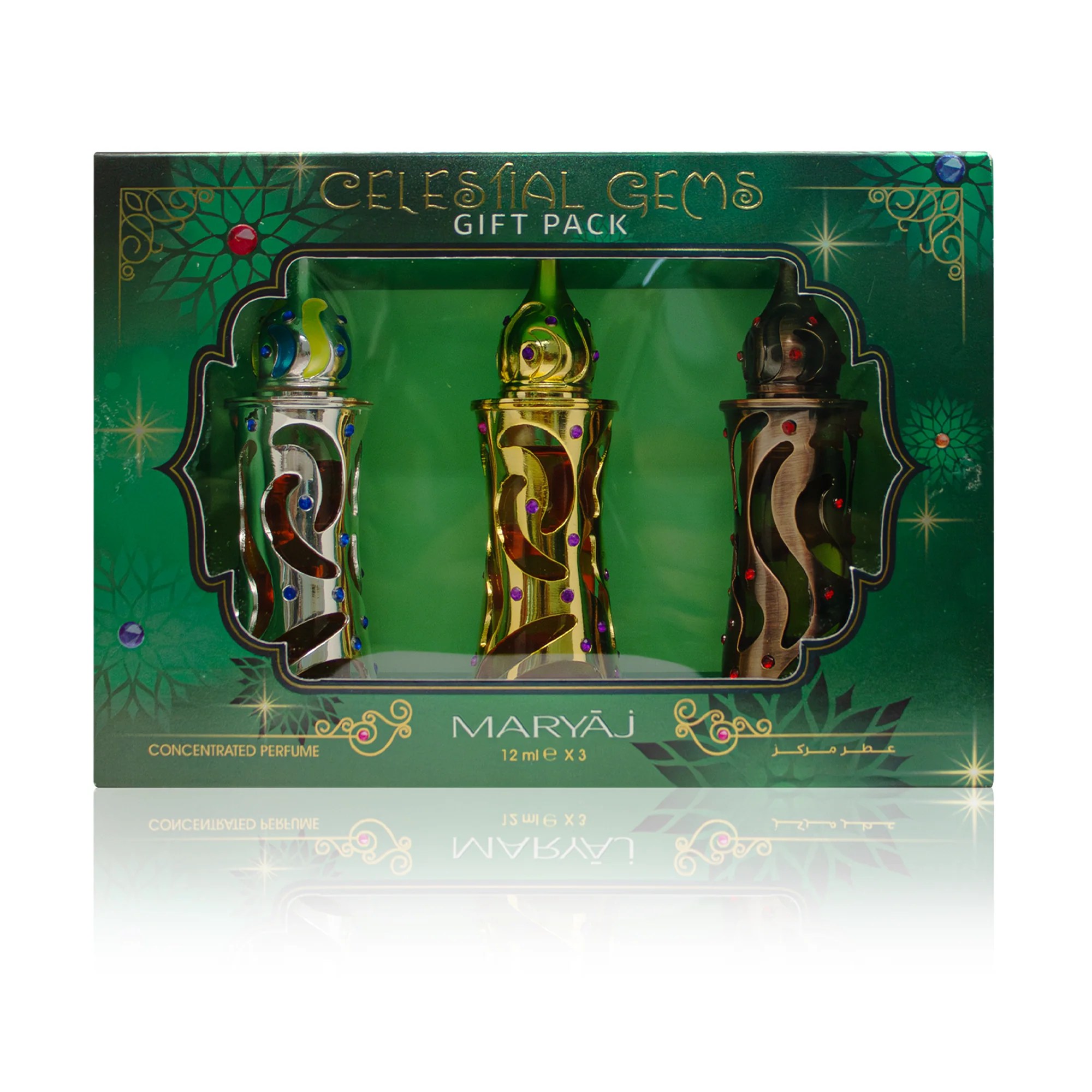 CELESTIAL GEMS Concentrated Perfume Oil Gift Set, 12 ml (Set of 3