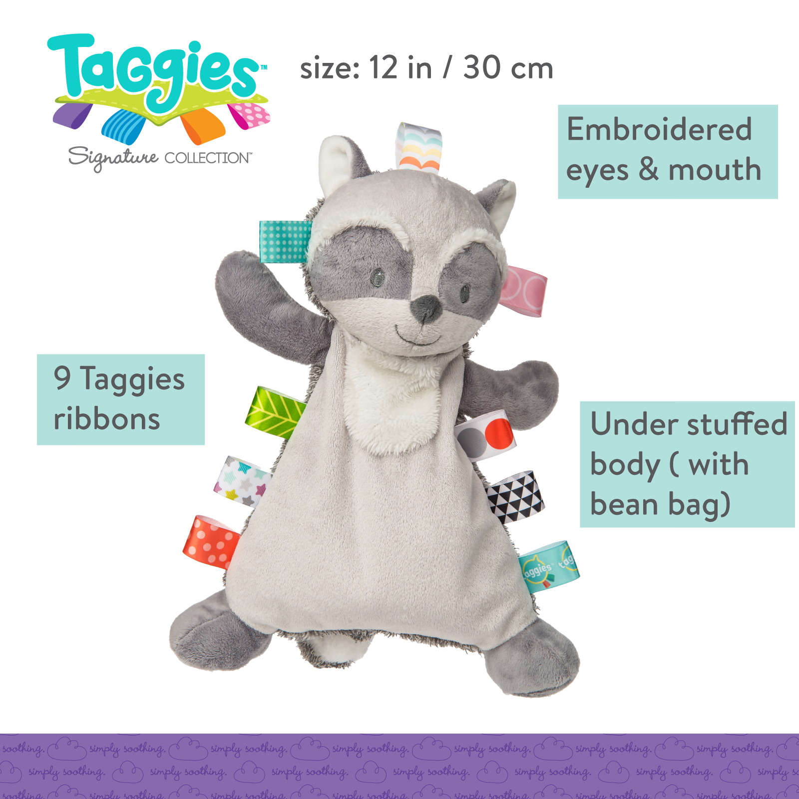 Taggies Harley Raccoon Lovey 12″ Mary Meyer Stuffed Toys