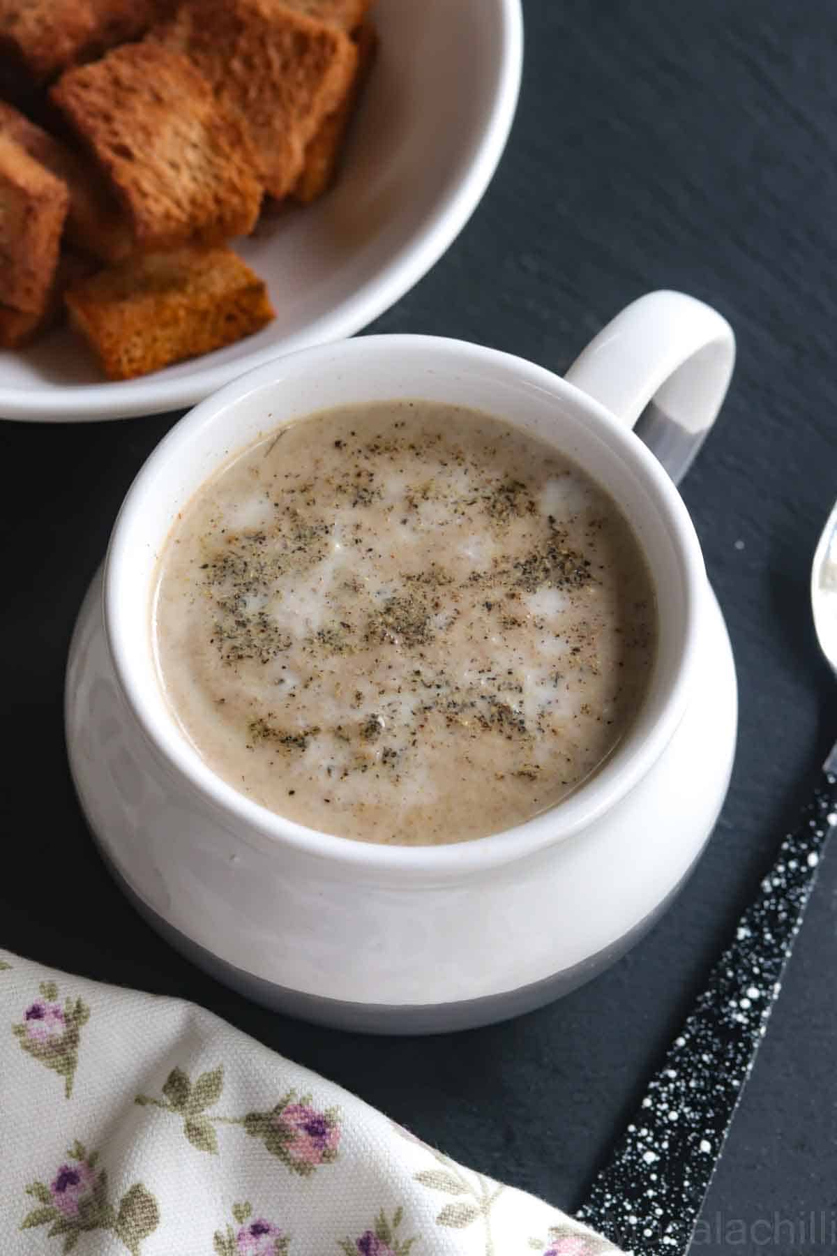 Easy Mushroom Soup Without Cream (GF, Vegan) Masalachilli