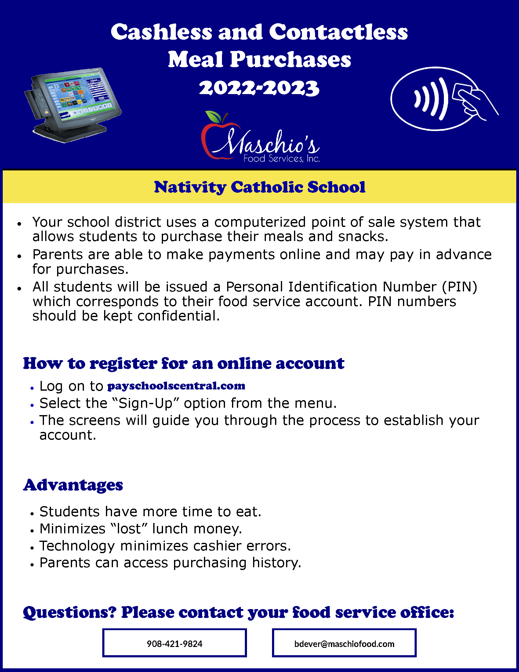 Nativity Catholic School Maschio's Food Services