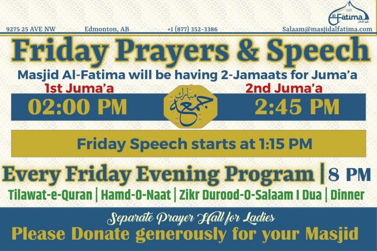 Friday Prayers & Speech Masjid al Fatima