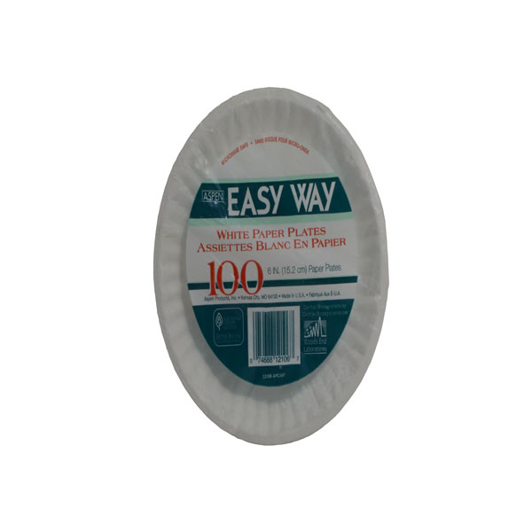 Aspen 6″ White Paper Plate Maskas