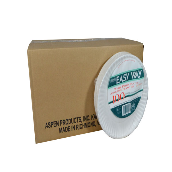 Aspen 9" White Paper Plate Maskas