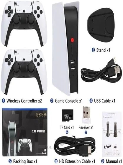 2.4G Wireless 4K HD Game Console with Dual Wireless Gamepad Controller