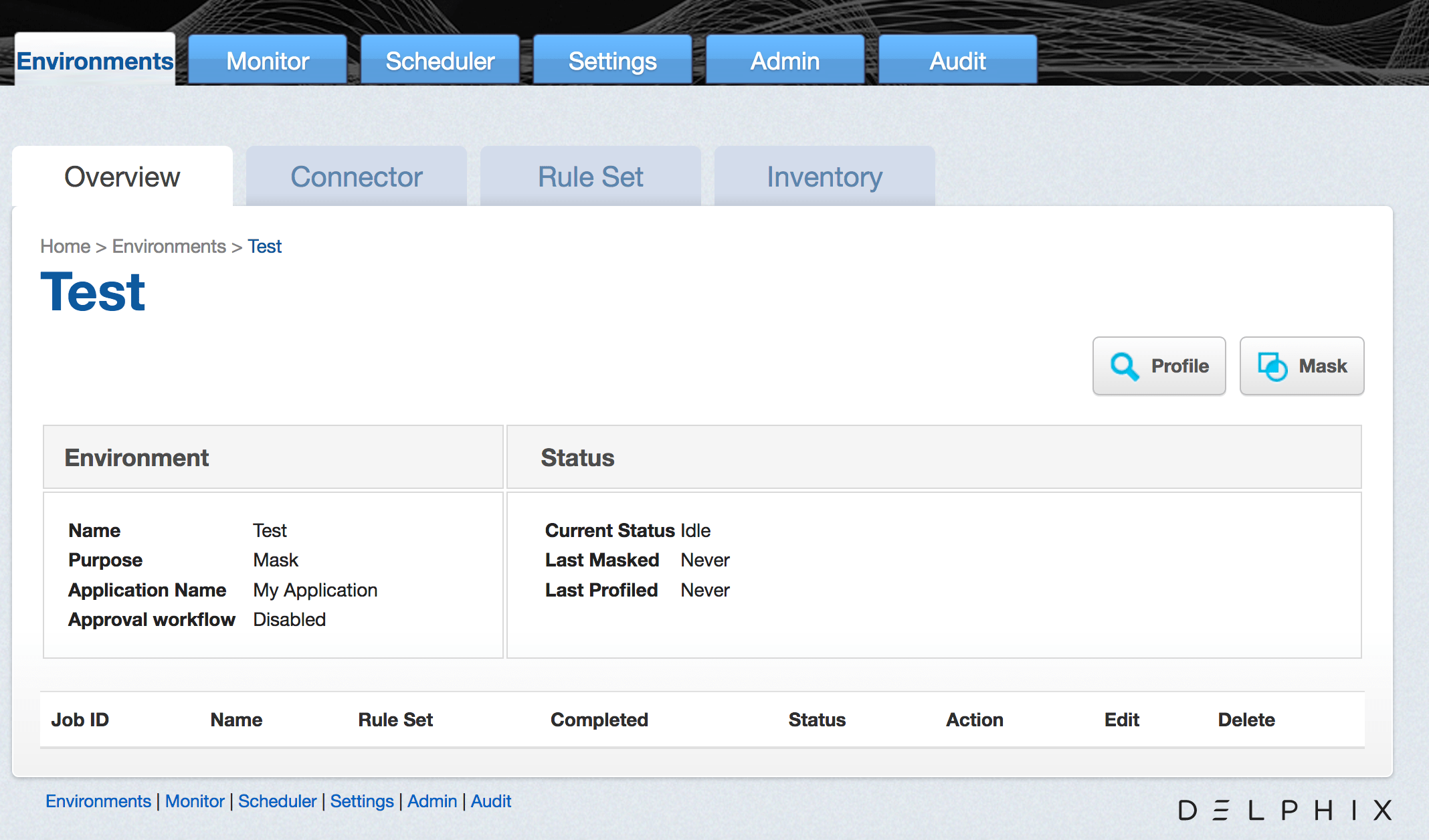 Creating A Profiling Job Delphix Masking 5.3.6