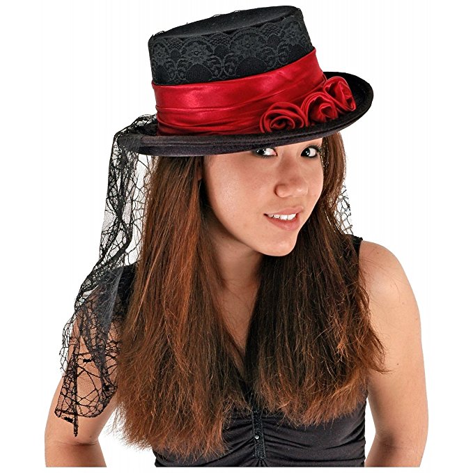 Victorian Top Hat with Roses Masquerade Fun