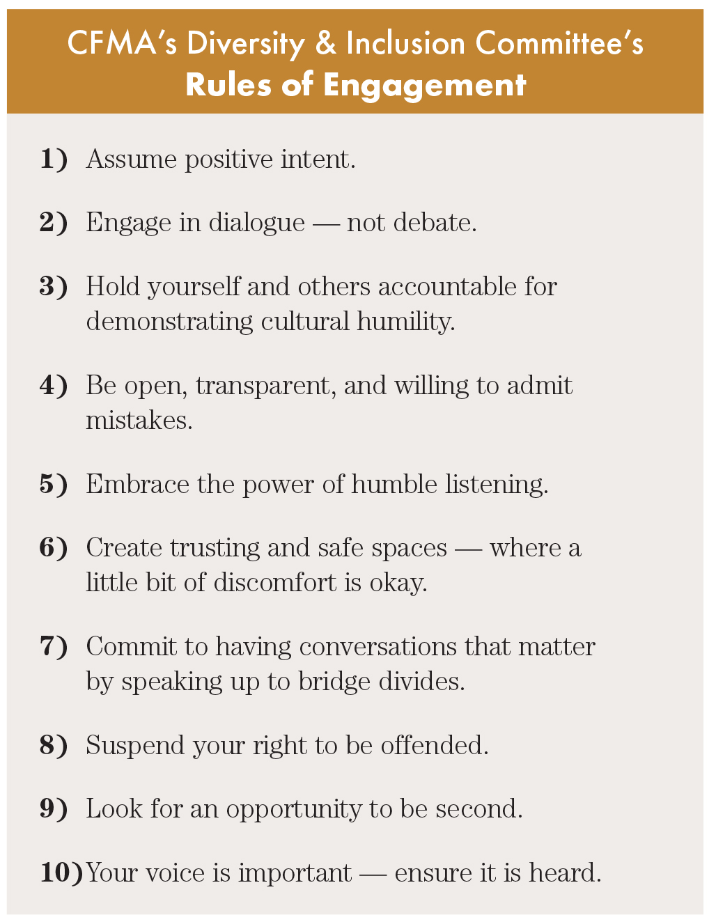 Diversity Dialogue Rules of Engagement to Begin Conversations