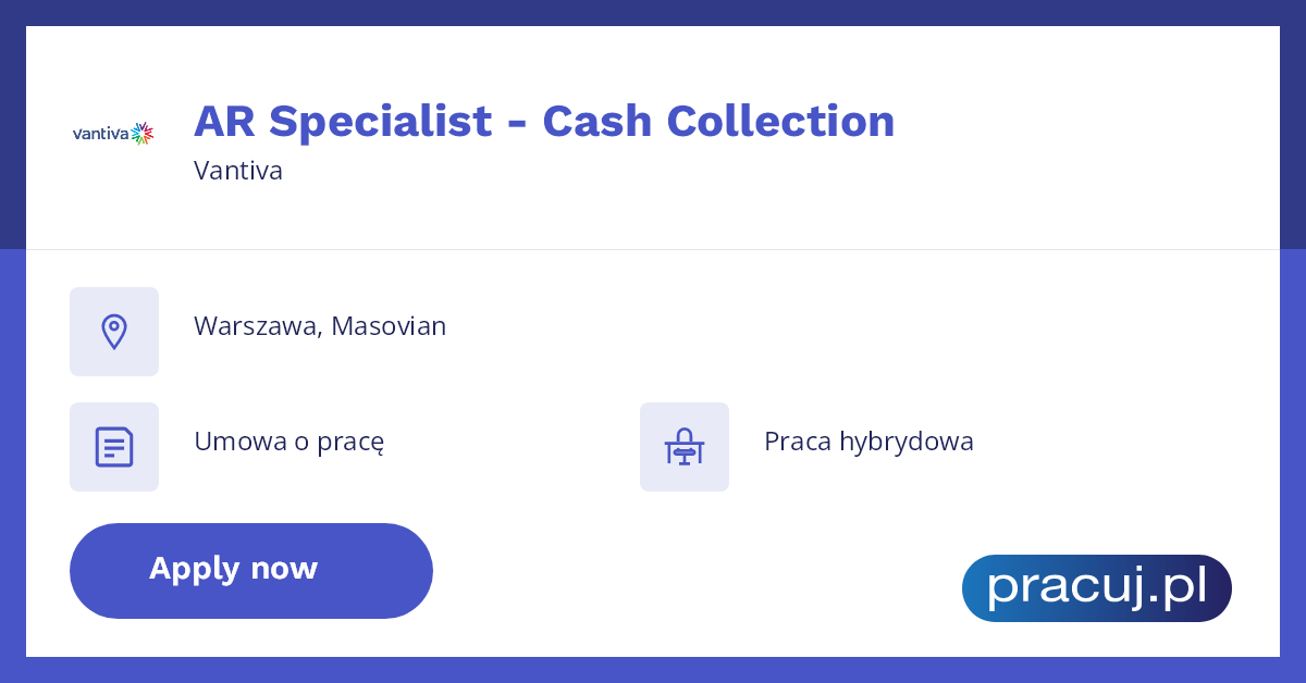 Oferta pracy AR Specialist Cash Collection, Vantiva, Warszawa