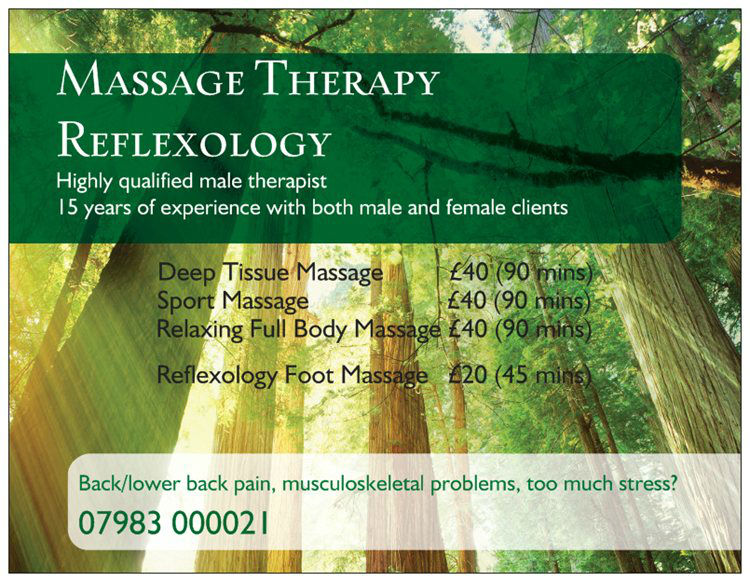 Professional Massage Therapy and Reflexology in Colchester Massage Ads
