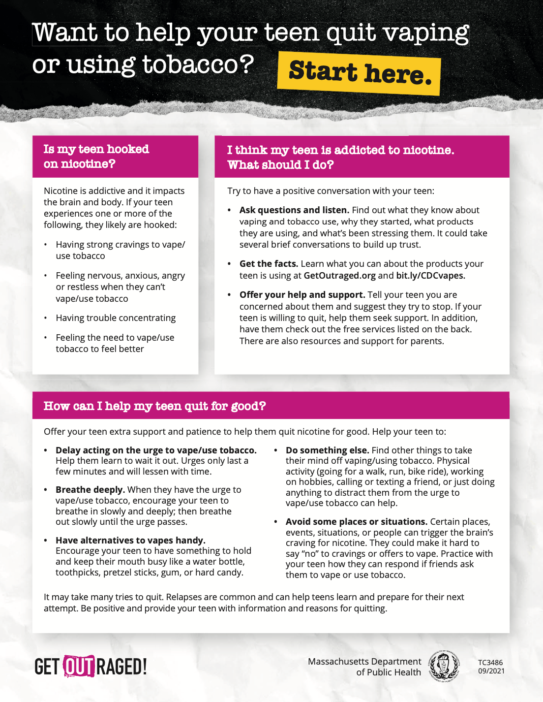 Help Your Teen Quit Vaping Flyer Massachusetts Health Promotion Clearinghouse