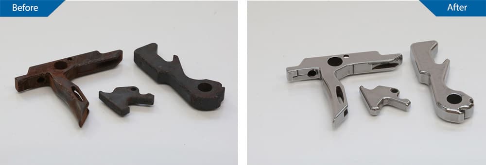Polishing Gun Parts by Tumbling Mass Finishing, Inc