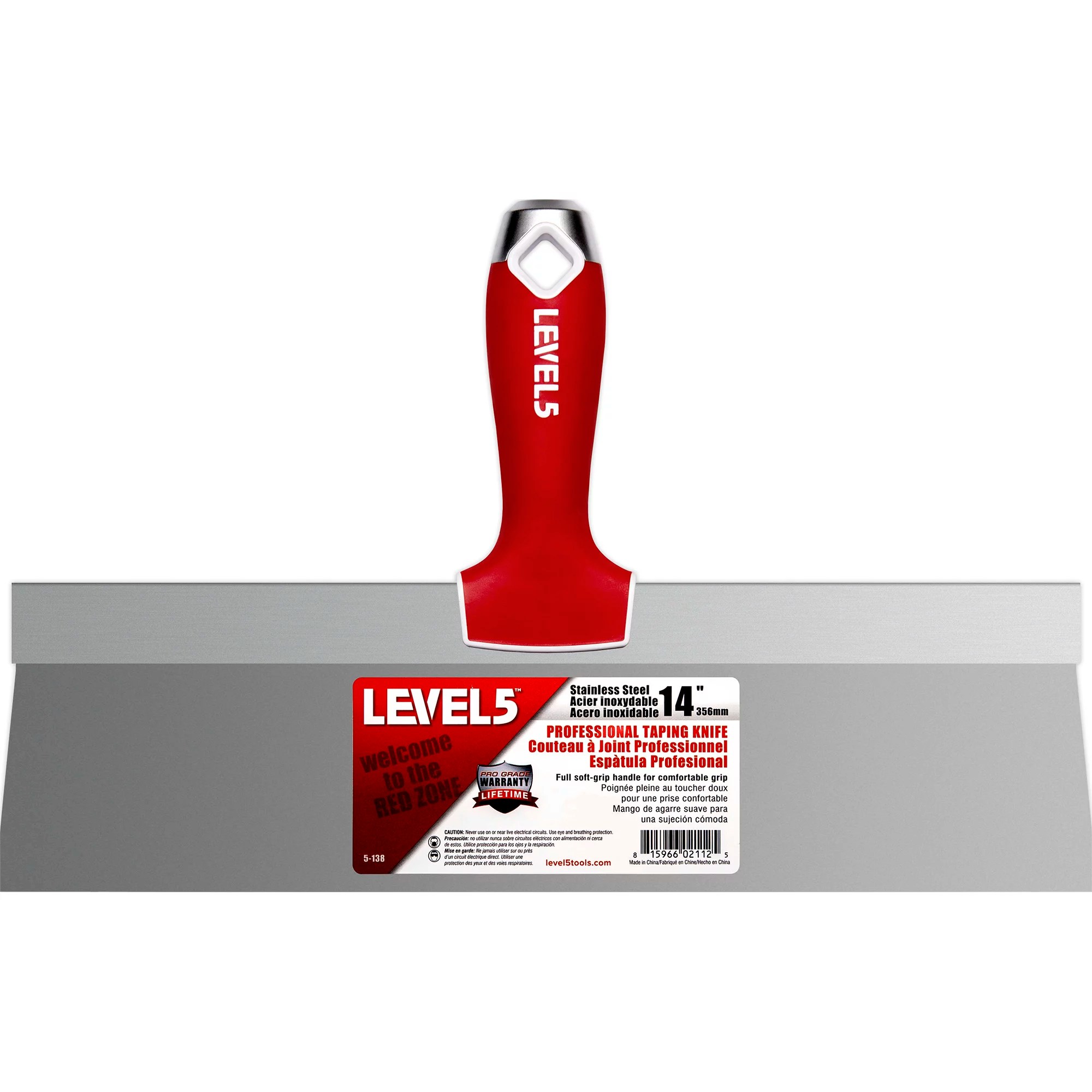 Level 5 14" Stainless Steel Taping Knife w/ Soft Grip Handle Master
