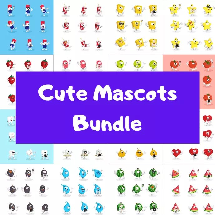 Cute Mascots Mega Bundle 115 Amazing Mascots In 1000+ Poses Master