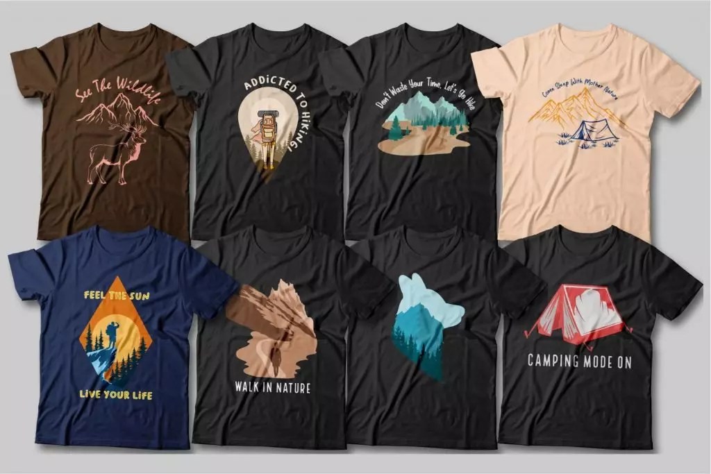 100 Camping Tshirt Designs Bundle