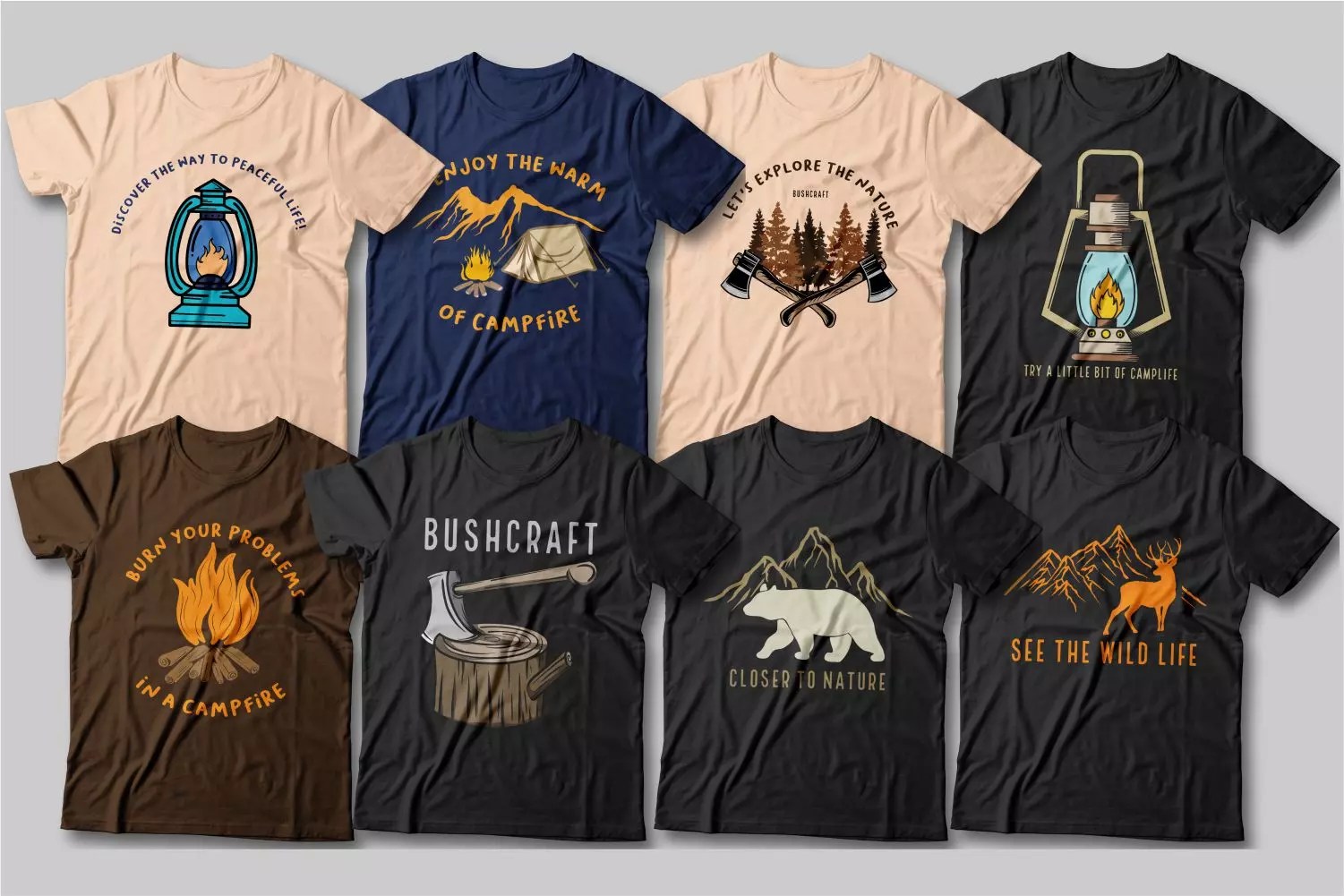 100 Camping Tshirt Designs Bundle