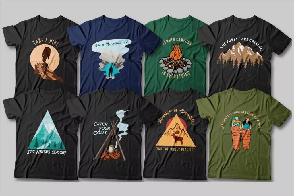 100 Camping Tshirt Designs Bundle