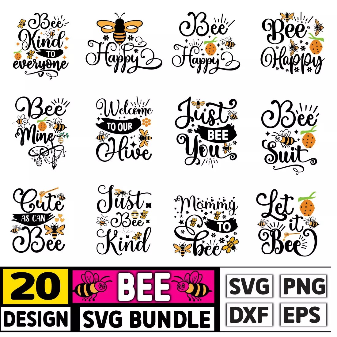 Bee Quotes SVG Design Bundle MasterBundles