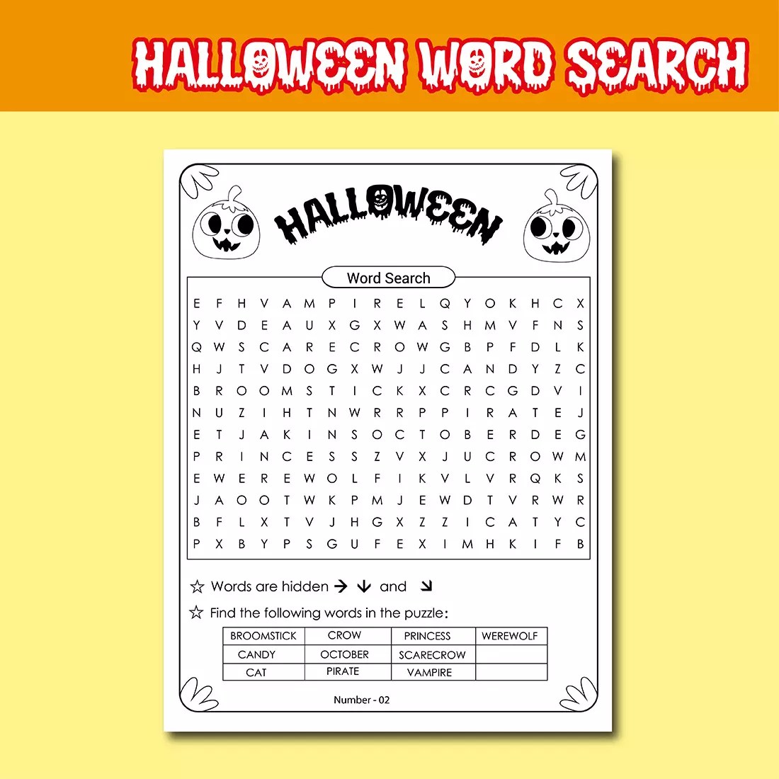 25 Pages Halloween Word Search Puzzle Activity Book MasterBundles