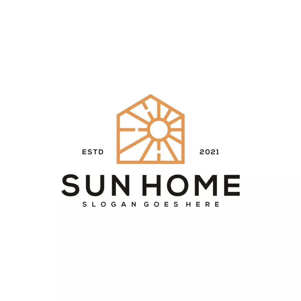 sun homes logo vector design line MasterBundles