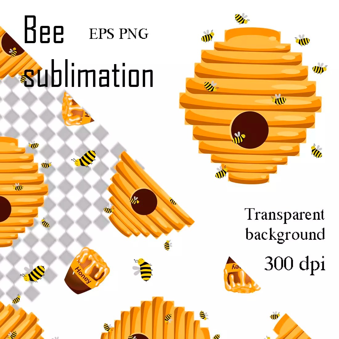 Bee clipart PNG/eps for bee house MasterBundles