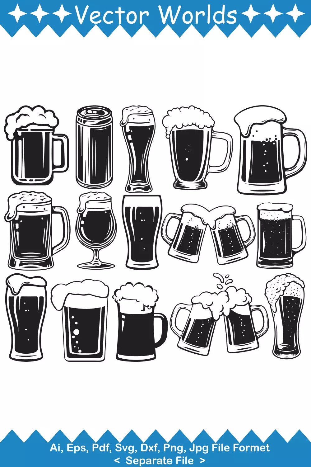 Beer Mugs SVG Vector Design MasterBundles